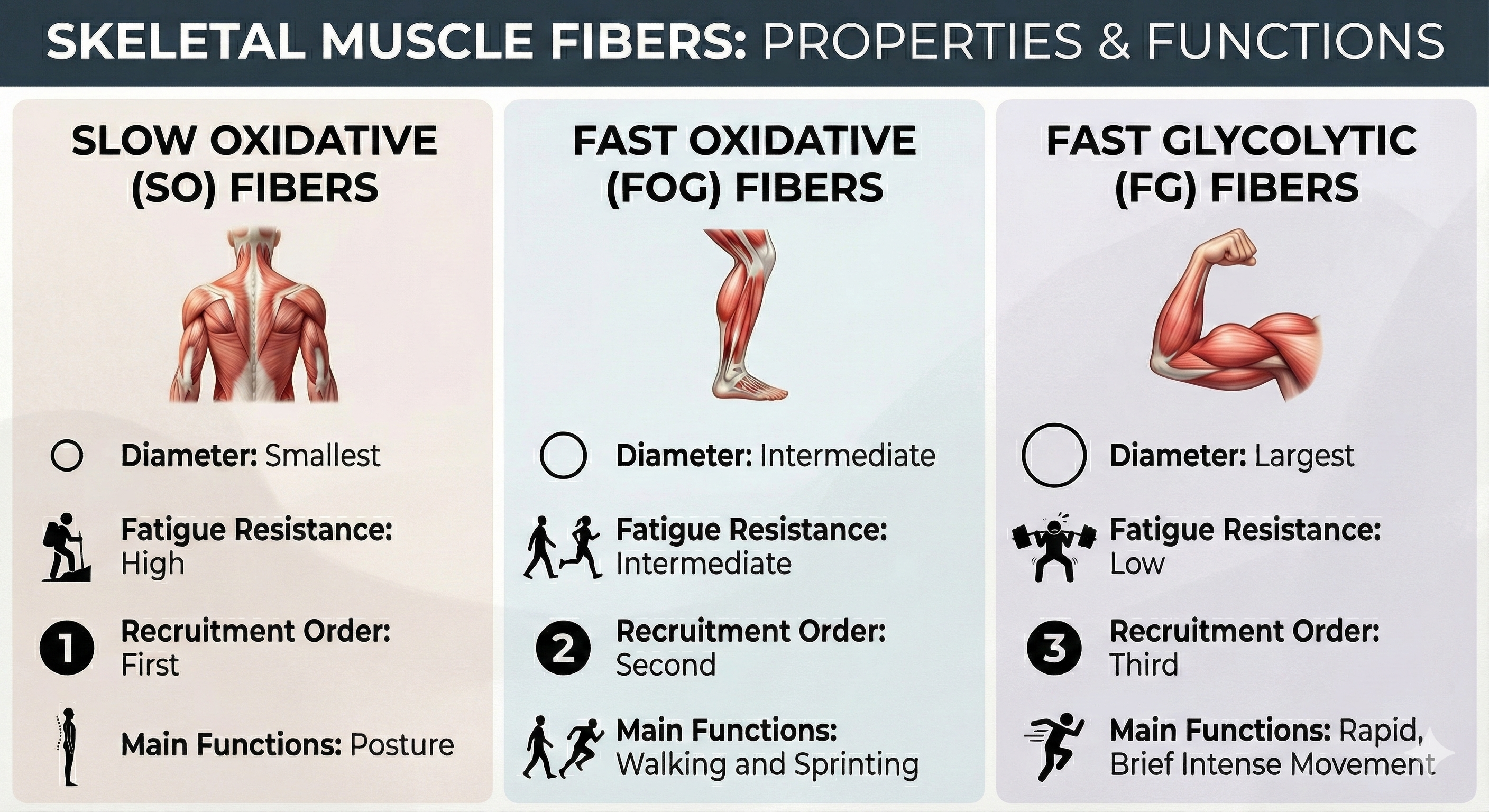Muscle fiber types comparison